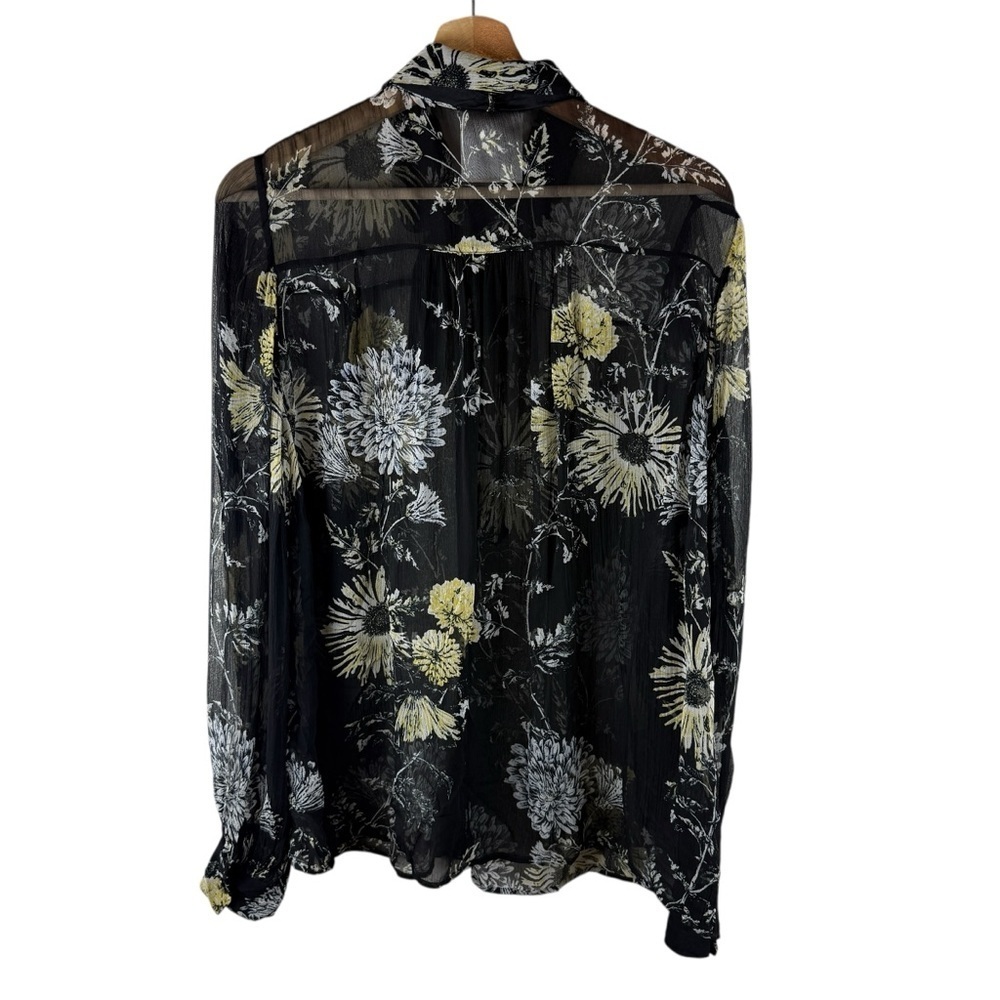 baum und pferdgarten sheer floral tie neck blouse top black floral size 42 - Picture 3 of 10